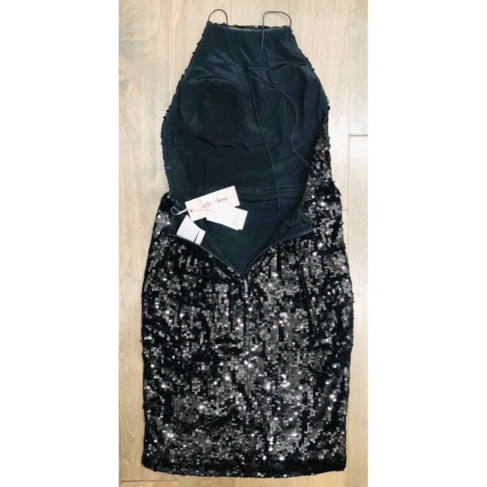 Jason Wu Black sequined georgette midi dress SZ 6 - Picture 13 of 15